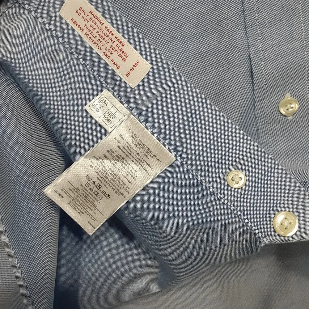 Brooks Brothers 346 Mens Duo Tone Short Sleeve Button Shirt Sz.Large/Light Blue - Picture 4 of 8